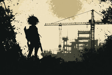 Tower Crane Silhouette at Dusk