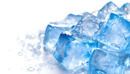 Obraz premium Blue ice cubes isolated on white background
