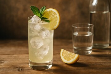 Fototapeta premium Refreshing lemon mint iced drink