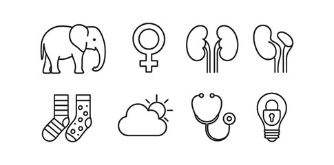 Healthcare, nature line icon set. medical and environment icons in outline style