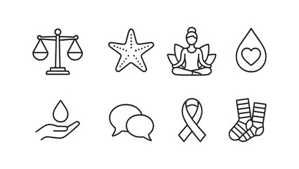 Wellness and mindfulness icon set. health, yoga, balance icons outline style collection