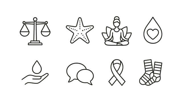 Wellness and mindfulness icon set. health, yoga, balance icons outline style collection - Powered by Adobe
