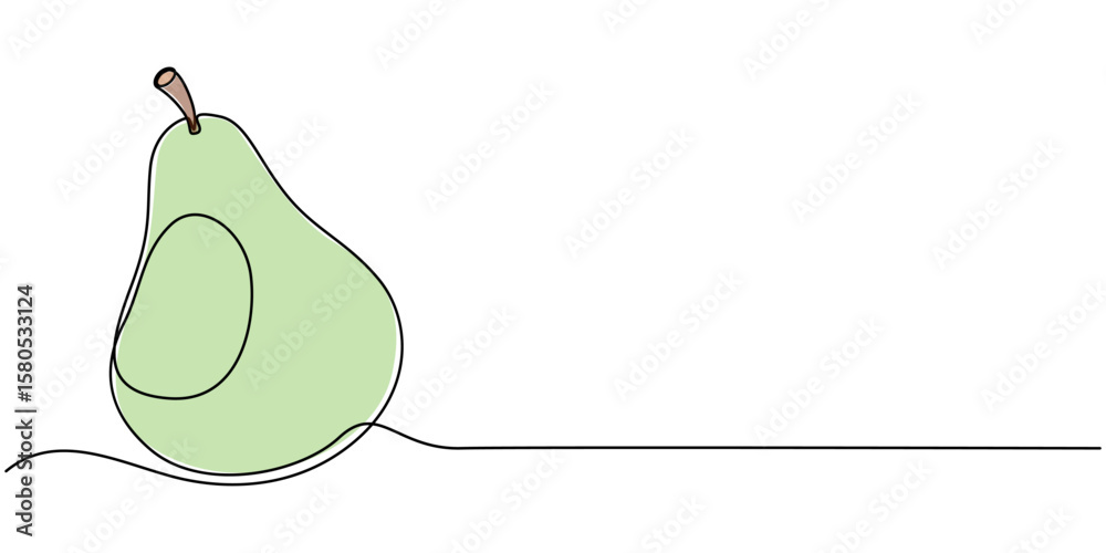 Fototapete abstract shaped pear. single line pear icon, pear minimal vector line illustration. single lineart d