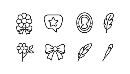 Nature and decoration outline icon set. elegant, simple, floral elements collection