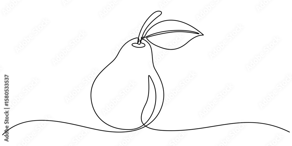 Fototapete abstract shaped pear. single line pear icon, pear minimal vector line illustration. single lineart d