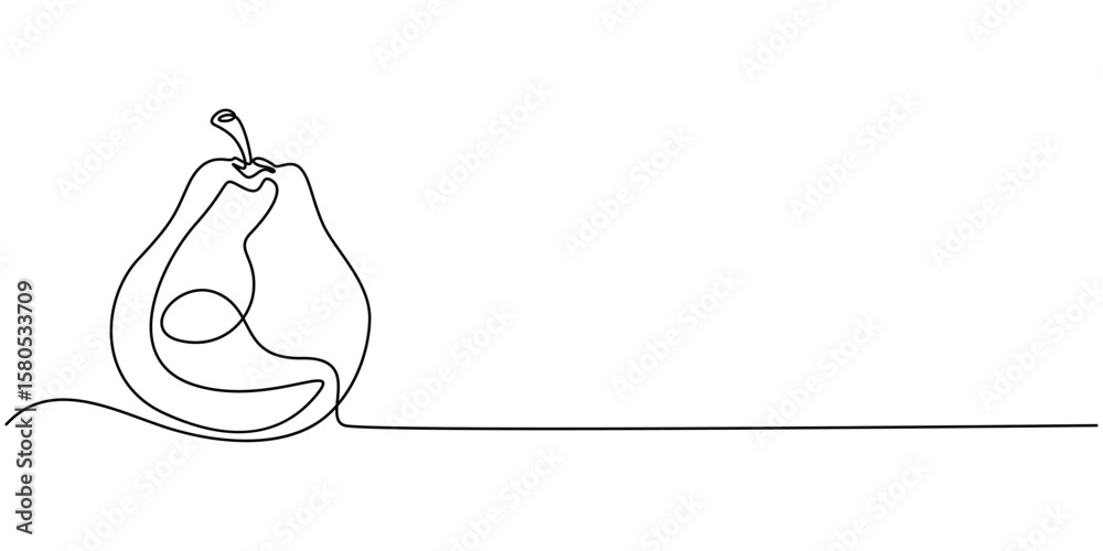 Fototapete abstract shaped pear. single line pear icon, pear minimal vector line illustration. single lineart d