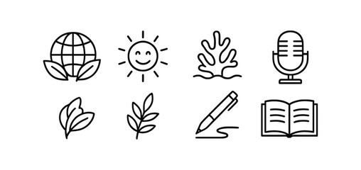 Environment and nature line icon set. eco symbols, green living icons in line style