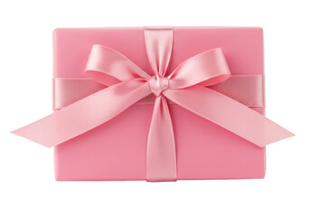 Isolated Pink Gift Box with Satin Ribbon