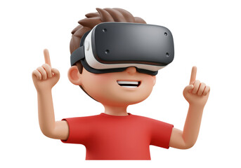 Isolated Smiling Boy Wearing Virtual Reality Headset