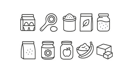 Cooking ingredients line icon set. baking essentials outline icons collection