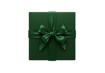 Isolated Emerald Green Gift Box with Satin Bow