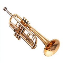 Obraz premium Gold trumpet musical instrument isolated on white background