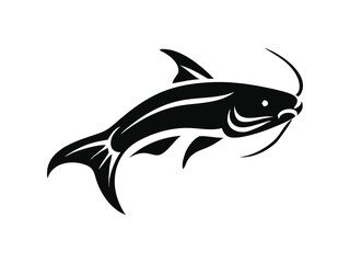 Fototapeta premium Simple and unobtrusive catfish vector silhouette illustration isolated in a white background