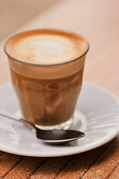 flat white or cafe latte in a glass