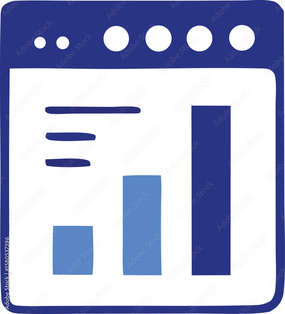 Poster stylized flat design illustration of a digital dashboard displaying a bar chart with increasing valu