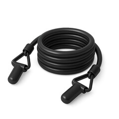 Fototapeta premium 3D render of a black jump rope, ideal for cardio workouts, endurance training, and fitness-related digital design. Isolated on transparent background
