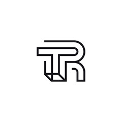 Geometric TR Monogram Logo, Minimal Modern Lettermark in Black.