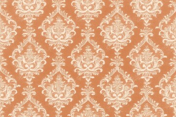 Intricate Lace Pattern with Elegant Lace Detailing in Peach and Cream Shades