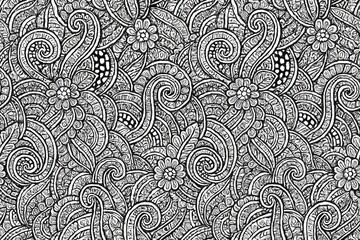 Intricate Zentangle Pattern with Flowing Curves and Detailed Designs