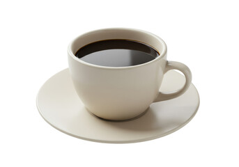 Isolated Cup of Freshly Brewed Black Coffee on Saucer