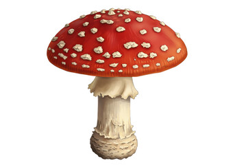 Isolated Cartoonish Fly Agaric Mushroom