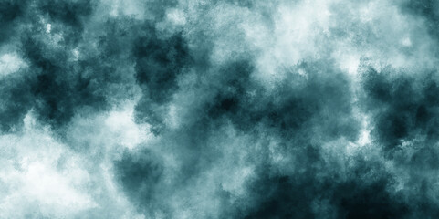 smoke clouds abstract background texture moody natural cloudscape stormy weather. Abstract gray blue sky Watercolor background. cloudy dark blue Ethereal teal smoke drifting in dark space creating