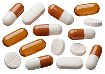 Isolated Collection of Medicine Capsules and Tablets