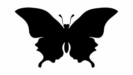 Obraz premium Silhouette of a butterfly with detailed wings and antennae on a white background centered in the image