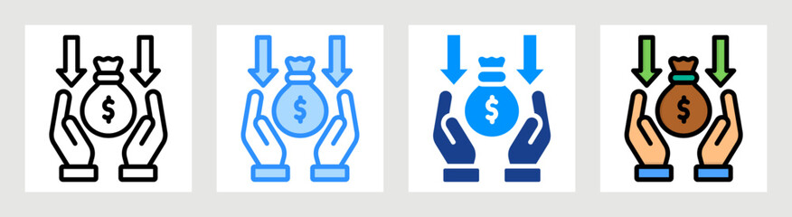 Cost Saving Icon Collection Set Multiple Style