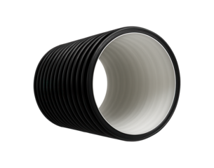Rigid double-walled drainage pipe with a large diameter, suitable for managing stormwater in a home's backyard.