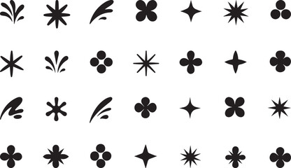 Collection of black decorative elements abstract vector designs for pattern backgrounds and creative projects