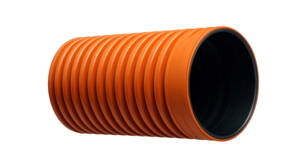 Double-walled drainage pipe with a bright color for easy identification during maintenance in residential areas.