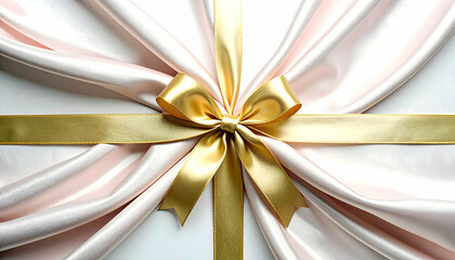 Soft Pink Silk Fabric with Gold Ribbon Bow