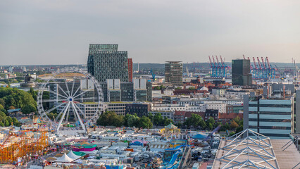 Aerial skyline timelapse of Hamburg with modern office and residential buildings. Germany © HyperlapsePro