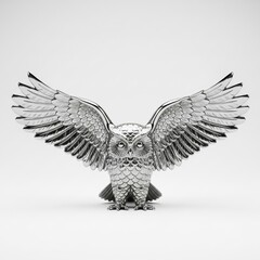 close-up of a glossy platinum figurine of a cute animal or character, on a clean white background, no shadows, studio lighting, high detail, full depth of field.