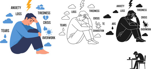 Understanding mental health depression and anxiety illustration for awareness and support concept design
