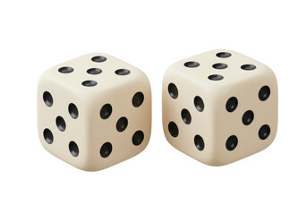 Isolated Pair of Ivory Dice with Black Spots