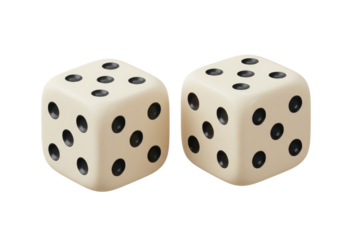 Isolated Pair of Ivory Dice with Black Spots