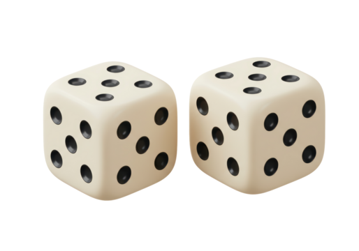 Isolated Pair of Ivory Dice with Black Spots