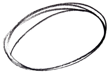 Round highlight doodle drawn with black marker on transparent background