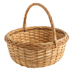 Woven basket with a handle, suitable for various uses.