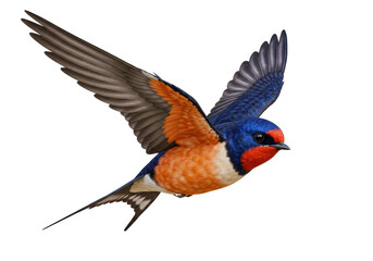 Isolated Barn Swallow Bird in Flight Detailed Plumage