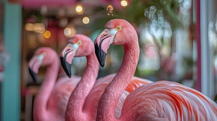 Fototapeta premium Flamingo business team collaborating on a high end fashion deal