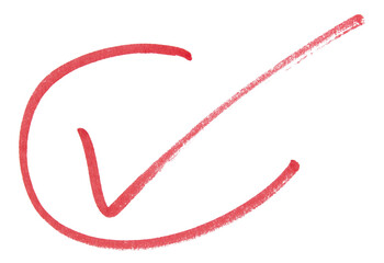 Hand drawn red marker check mark on transparent background design element