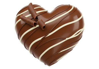 Isolated Chocolate Heart with White Swirls Gourmet Dessert