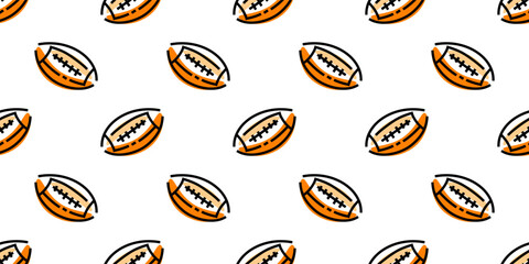 American football sports pattern background. rugby ball pattern background. rugby ball doodle Illustration background.