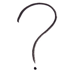 Black question mark drawn with marker on transparent background design element