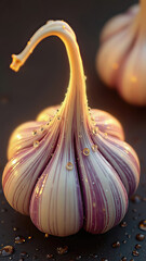 Traditional rocambole garlic vegetable from garden harvest in seasonal collection.