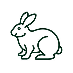Obraz premium Rabbit icon in minimalist style with simple lines and green outline 