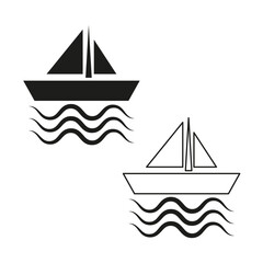 Sailboat vessel icon. Nautical transport symbol. Marine ship Vector. Ocean boat illustration.